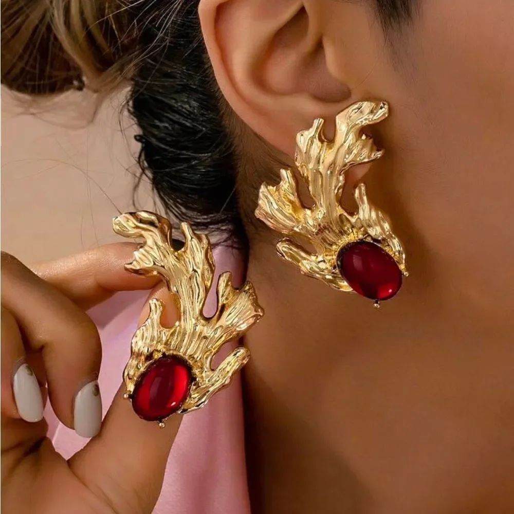 Coral Statement Earrings with A1728